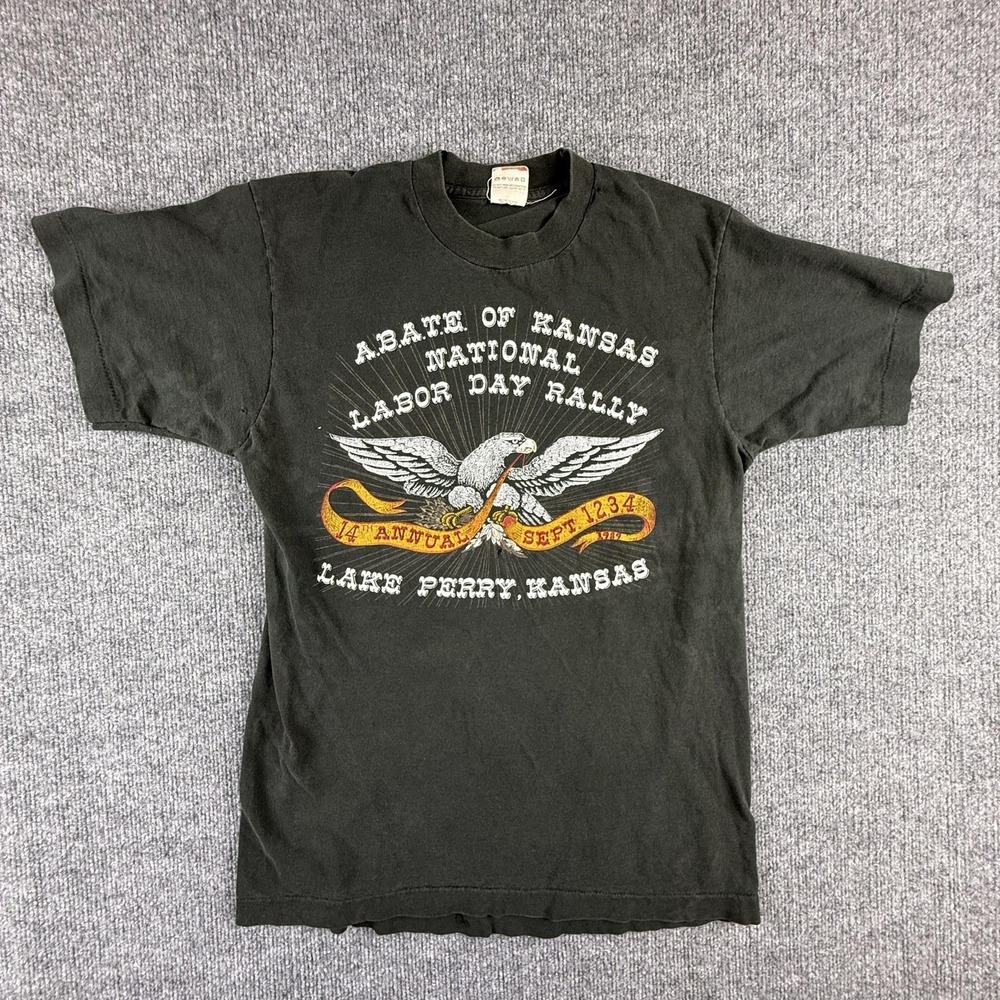 Vintage Fruit Of The Loom Shirt Mens Medium ABATE Labor Day Rally Kansas Tee